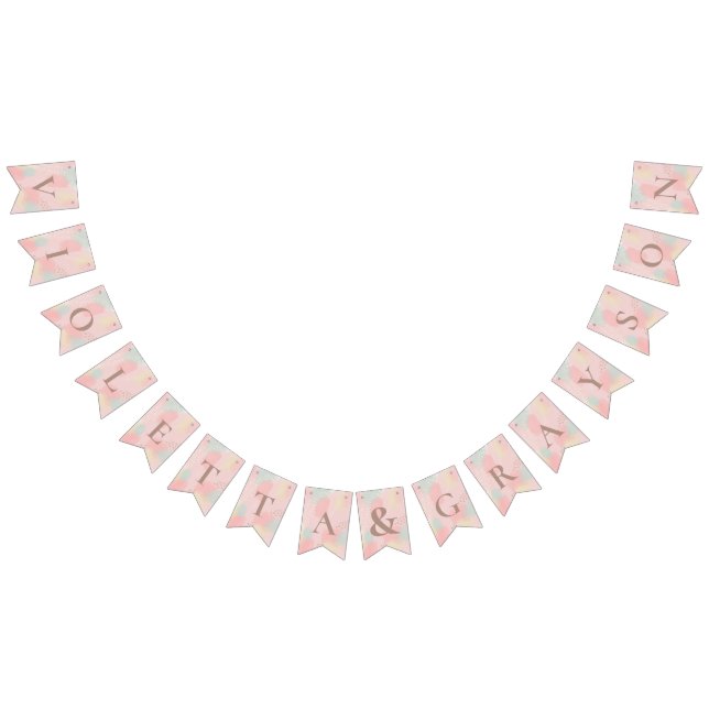 Moderne Art Pink Pastel Hochzeit Wimpelkette (Alle)