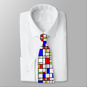Moderne Art Red Yellow Blue Grid Muster Neck Tie Krawatte