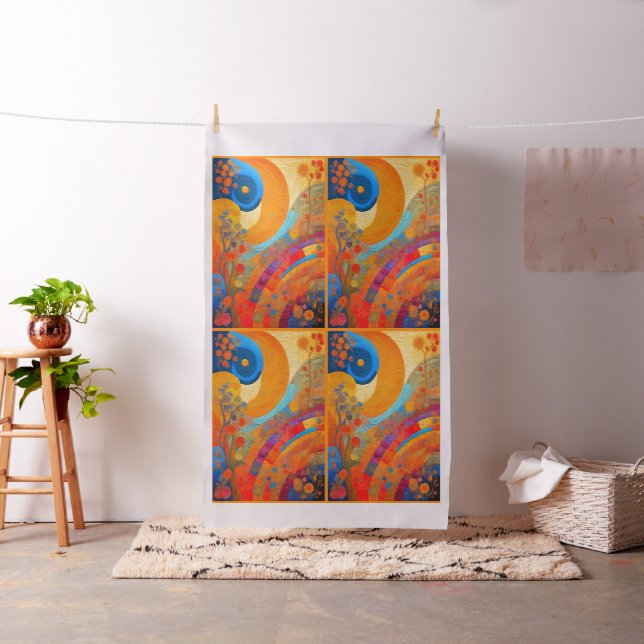 Moderne Art Sun & Blume Cheater Quilt oder Nähen Stoff (Beispiel)