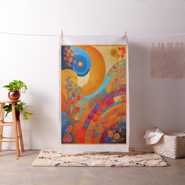 Moderne Art Sun & Blume Cheater Quilt Sew Panel Stoff (Beispiel)
