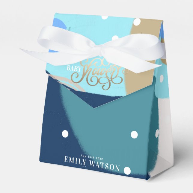 Moderne Art Überraschung Boy Gold Lettering Baby D Geschenkschachtel (Vorderseite)