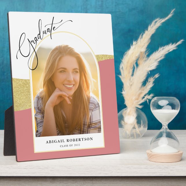 Moderne Arted Foto Rose & Gold Abschluss Fotoplatte (Seite)