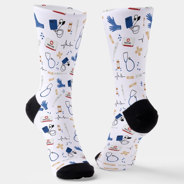 Moderne Arzt Krankenschwester Muster Socken (Gewinkelt)