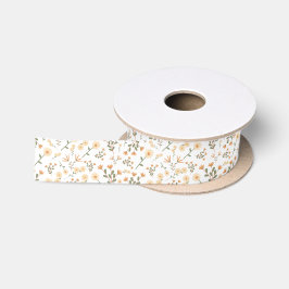 Moderne Ästhetische Blume in Beige und Grün Satinband