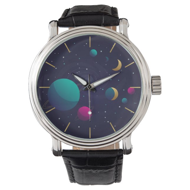 Moderne ästhetische Nebula Space Art Armbanduhr (Vorderseite)