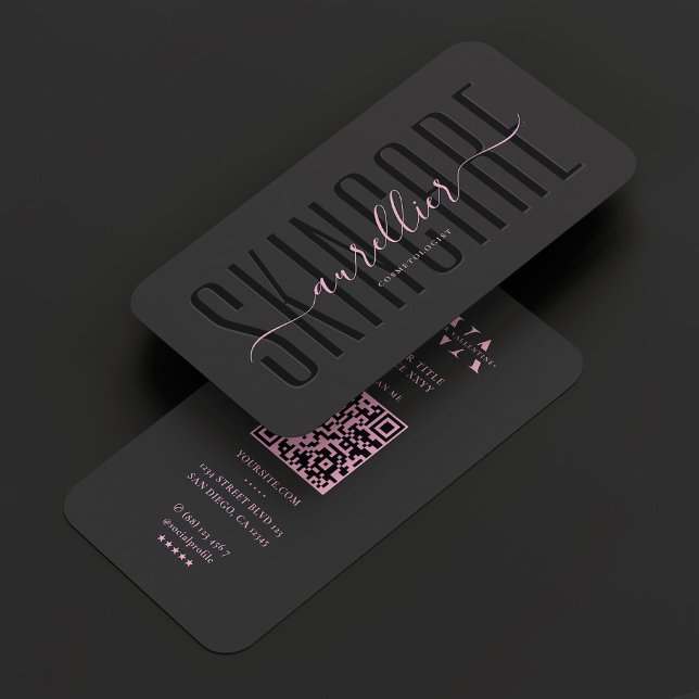 Moderne ästhetische Schwarzrosa Hautpflege Visitenkarte (Modern Aesthetic Black Pink Skincare Business Card
)
