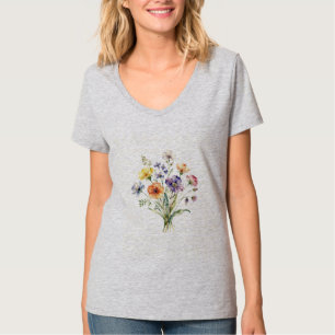 Moderne ästhetische Wasserfarbe-Botanik-Blumenstra T-Shirt