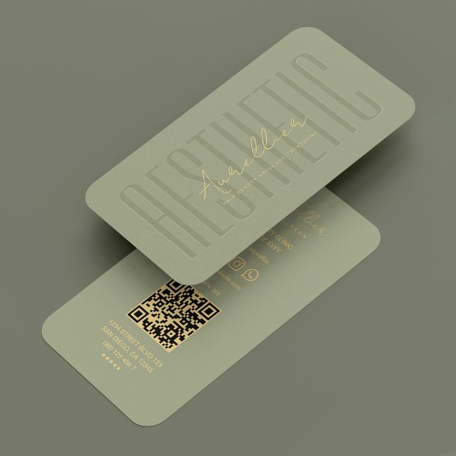 Moderne ästhetische Zahnarzt Sage Beautician Visitenkarte (Modern Aesthetic Esthetician Sage Gold Beautician Business Card
)