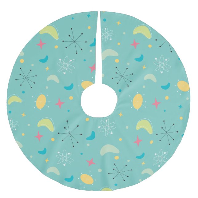 Moderne atomare Sternexplosion des Mittelalters Polyester Weihnachtsbaumdecke (Vorderseite)