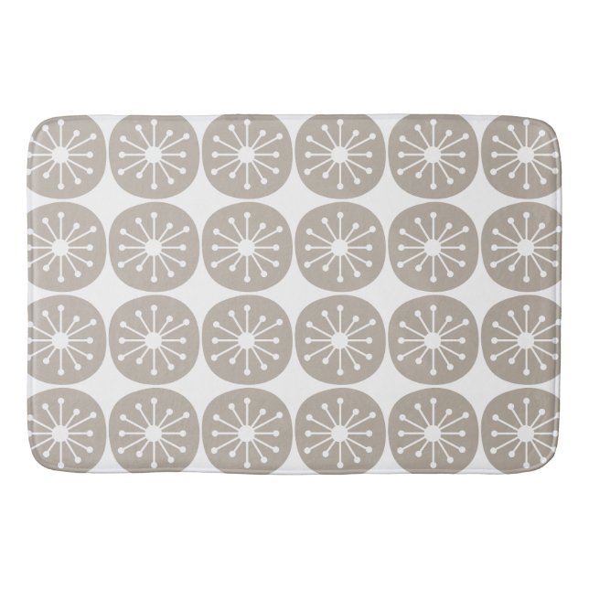 Moderne Atomdots-Retro-Muster Grau des Mitteljahrh Badematte (Vorderseite)