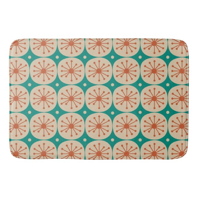 Moderne Atomdots-Retro-Muster Mitte des Jahrhunder Badematte (Vorderseite)