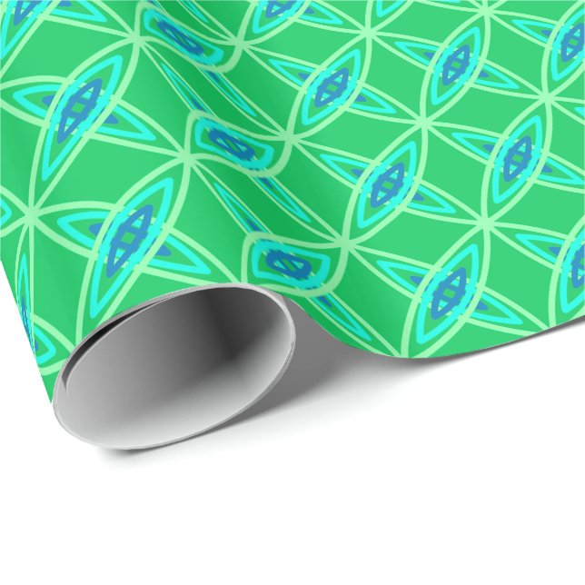 Moderne Atomdrucke Mitte des Jahrhunderts - Jade G Geschenkpapier (Rolleneckpunkt)