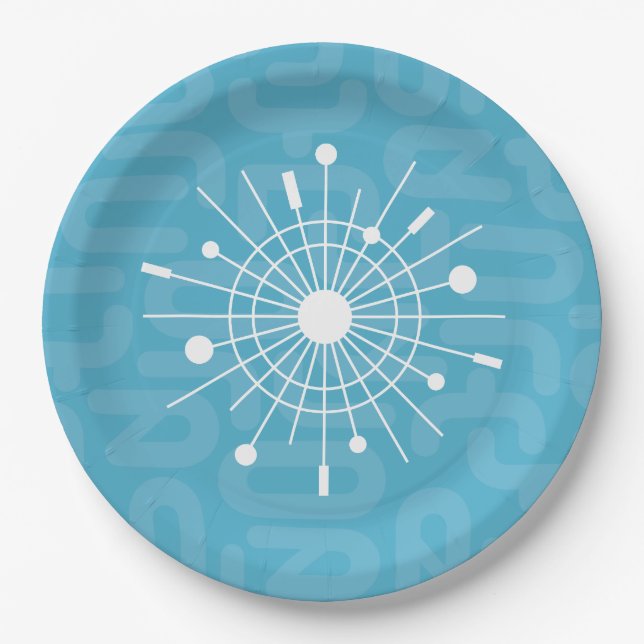 Moderne Atomsputnik-Snowflake-MOD im Mittelalter Pappteller (Vorderseite)