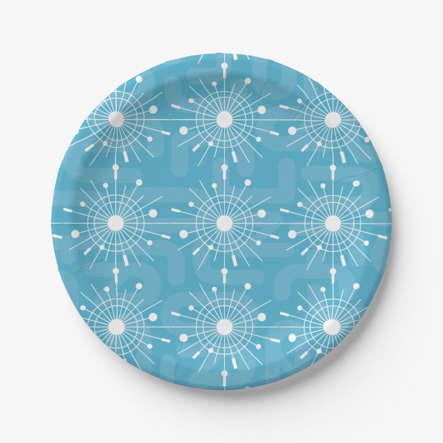 Moderne Atomsputnik-Snowflake-MOD Mitte des Jahrhu Pappteller (Vorderseite)