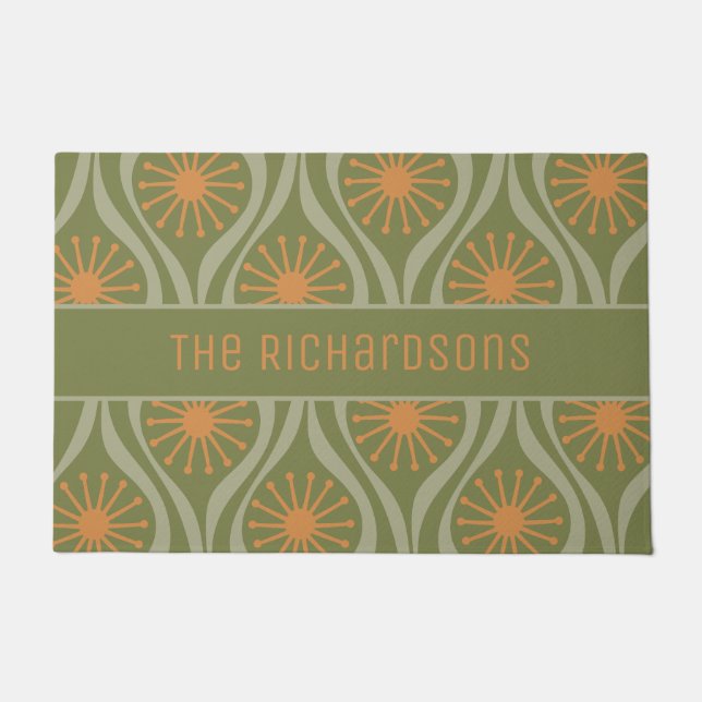 Moderne Atomtropfen Mitte des Jahrhunderts Retro P Fußmatte (Vorderseite)