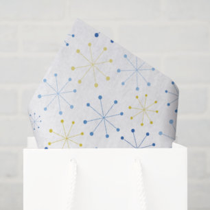 Moderne Atomzeit Blau Gelb Muster Seidenpapier