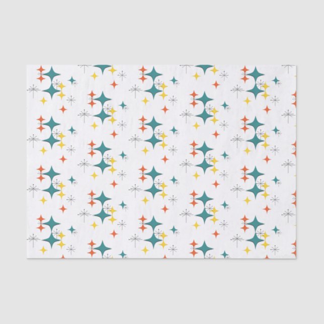 Moderne Atomzeitalter Sternexplosionen Türkis Seidenpapier (Vorderseite)