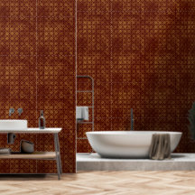 Moderne Auburn- und Faux-Gold-Abstrakte Geometrie