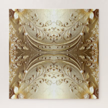 Moderne, aufwendige Gold-Blumen-Puzzle