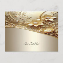 Moderne, aufwendige goldene Blumen mit Perlen Post