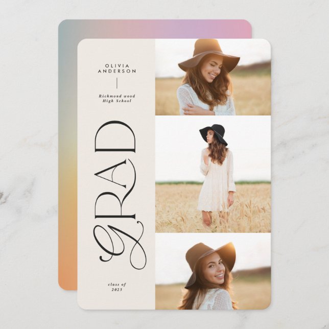 Moderne Aura pink farbige Typografie Multi-Foto (Vorne/Hinten)