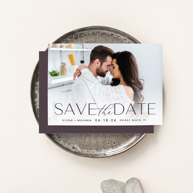 Moderne Aussage | Horizontales Foto Save The Date (Von Creator hochgeladen)