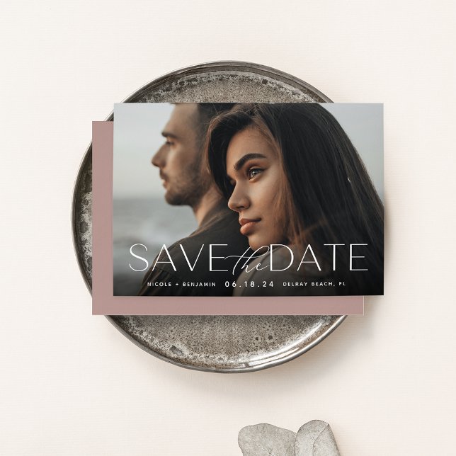 Moderne Aussage | Horizontales Foto Save The Date (Von Creator hochgeladen)