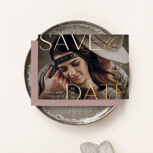 Moderne Aussage Horizontales Foto Save the Date Folieneinladung