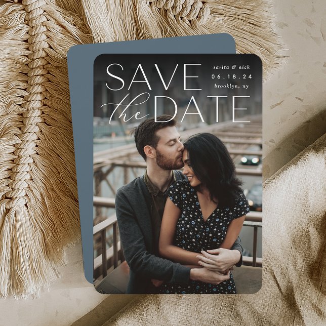 Moderne Aussage | Vertikales Foto Save The Date (Von Creator hochgeladen)