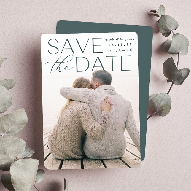 Moderne Aussage | Vertikales Foto Save The Date (Von Creator hochgeladen)