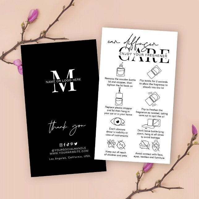Moderne Auto-Hanging Diffuser Care Instruktionen Visitenkarte (Von Creator hochgeladen)