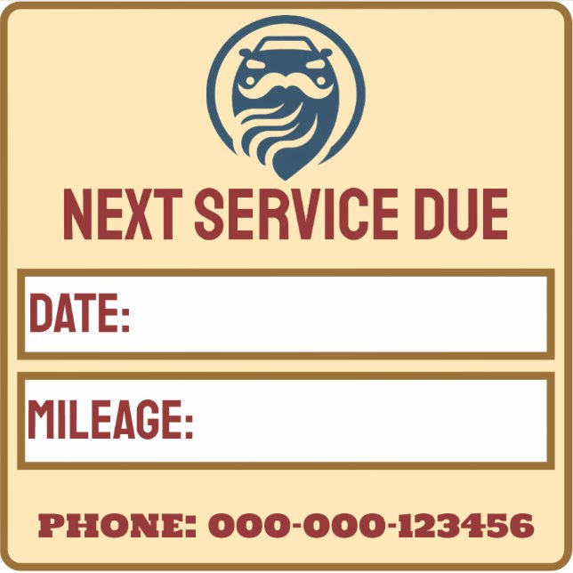 Moderne Auto-Service-Erinnerung Aufkleber (Vorderseite)