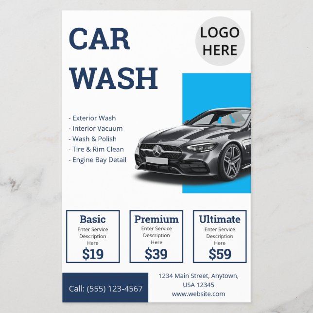 Moderne Autodetailing Blue-Geschäftsförderung Flyer (Vorne)