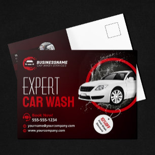 Moderne Autowäsche Auto-Detailing Automobilwachs Postkarte