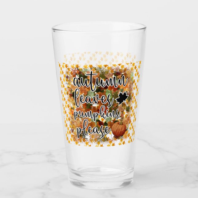 Moderne Autumn Pumpkin Blätter Glas (Vorderseite)