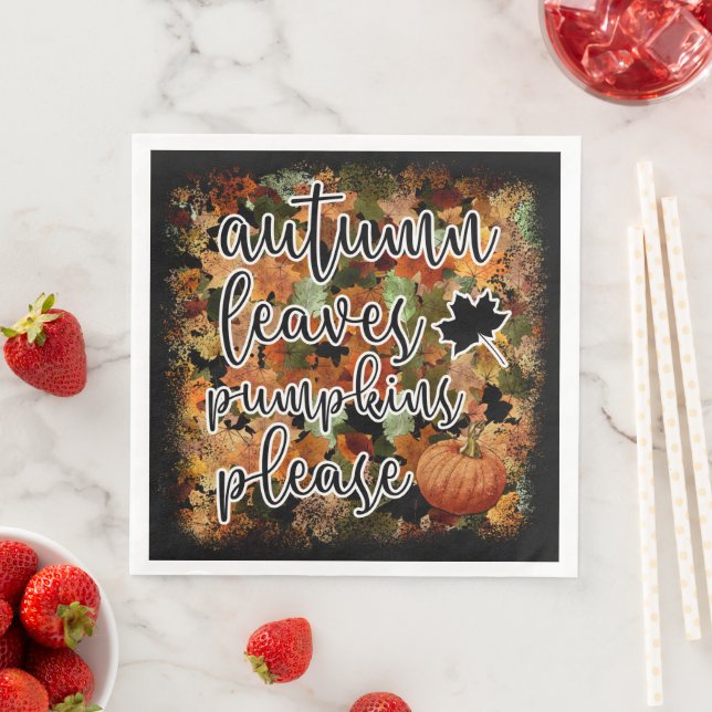 Moderne Autumn Pumpkin Blätter Serviette (Beispiel)