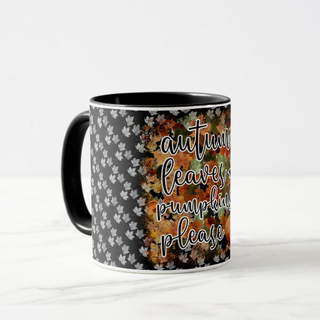 Moderne Autumn Pumpkin Blätter Tasse (Vorderseite Links)