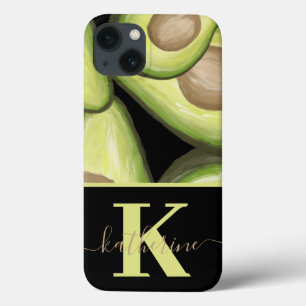 Moderne Avocado-Muster-Monogramm Case-Mate iPhone Hülle