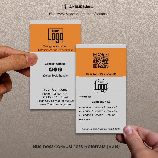 Moderne B2B Services QR Code Graue Referenzkarte Empfehlungskarte (Modern B2B Services QR Code Gray Referral Card, Business to Business)