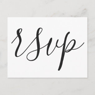 Moderne b&w Kalligrafie Hochzeitskarten rsvp Postk Einladungspostkarte