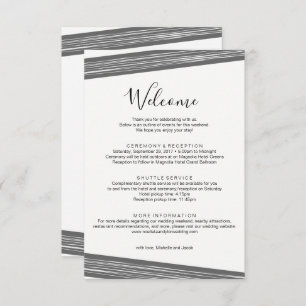 Moderne B&W Wedding Welcome Itinerary Card Einladung