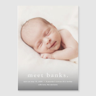 Moderne Baby-3-Foto-Geburtsanzeige Magneteinladung