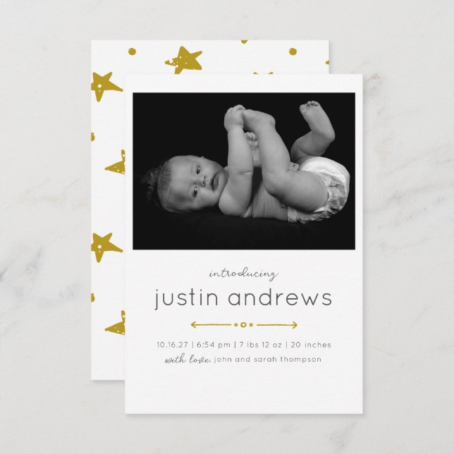Moderne Baby Birth Announctions Card Ankündigung (Vorne/Hinten)