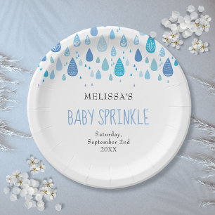 Moderne Baby-Blau-Regentropfen-Baby-Boy-Sprinkle Pappteller