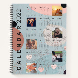 Moderne Baby Blue Personalisiert Fotos 2022 Kalend Notizbuch