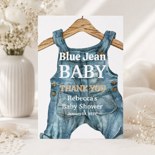 Moderne Baby Boy Baby Shower im Stil von Denim Blu Dankeskarte