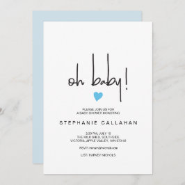 Moderne Baby Boy Dusche Einladung Blue Heart Motif