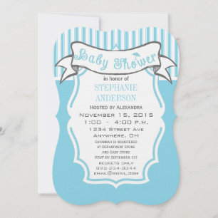 Moderne Baby Boy Niedlich Stripe Pattern Dusche Einladung