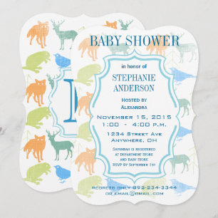 Moderne Baby Boy Woodland Creatures Dusche Einladung