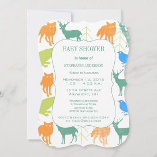 Moderne Baby Boy Woodland Creatures Dusche Einladung